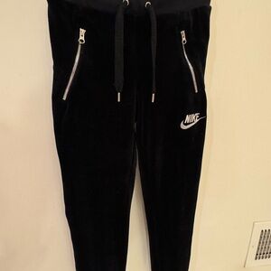 Nike velvet Black Joggers with Zipper Pockets